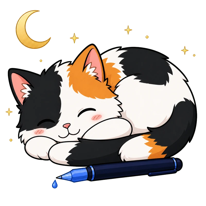 眠る黒猫と三日月の Inkubus ロゴ